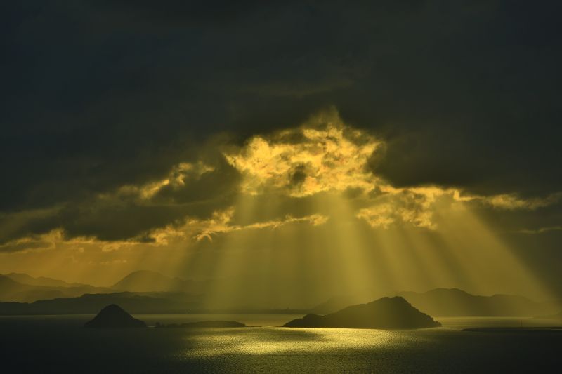 sunlight, landscape, sunset, sea, nature, Japan sunlight, landscape, sunset, sea, nature, Japan