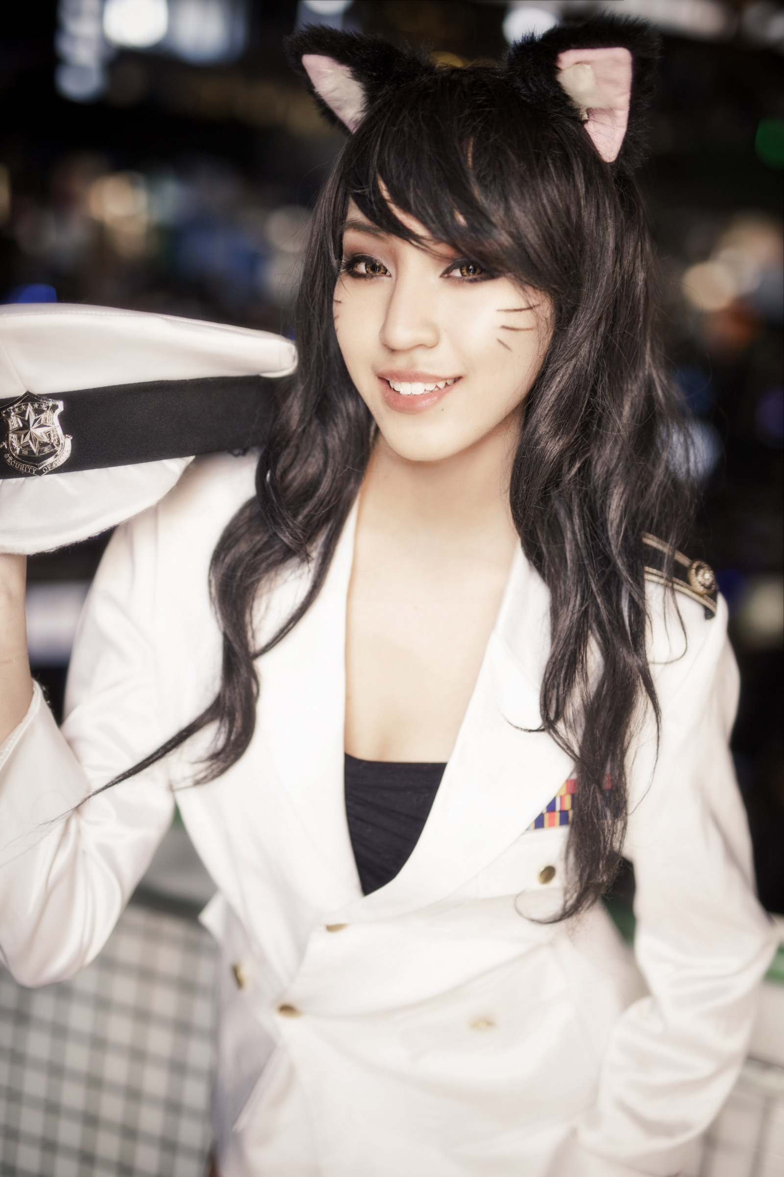 ženy, cosplay, model, dlouhé vlasy, bruneta, brýle, vlnité vlasy, League of Legends, zpěvák, usmívající se, černé vlasy, móda, vlasy, oříškové oči, Ahri League of Legends, kočičí uši, Osoba, oblečení, supermodelka, dívka, krása, dáma, kostým, účes, focení, hnědé vlasy, showgirl