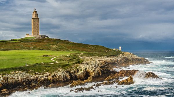 landscape,coruna,Spain,lighthouse,Torre de Hercules,sea