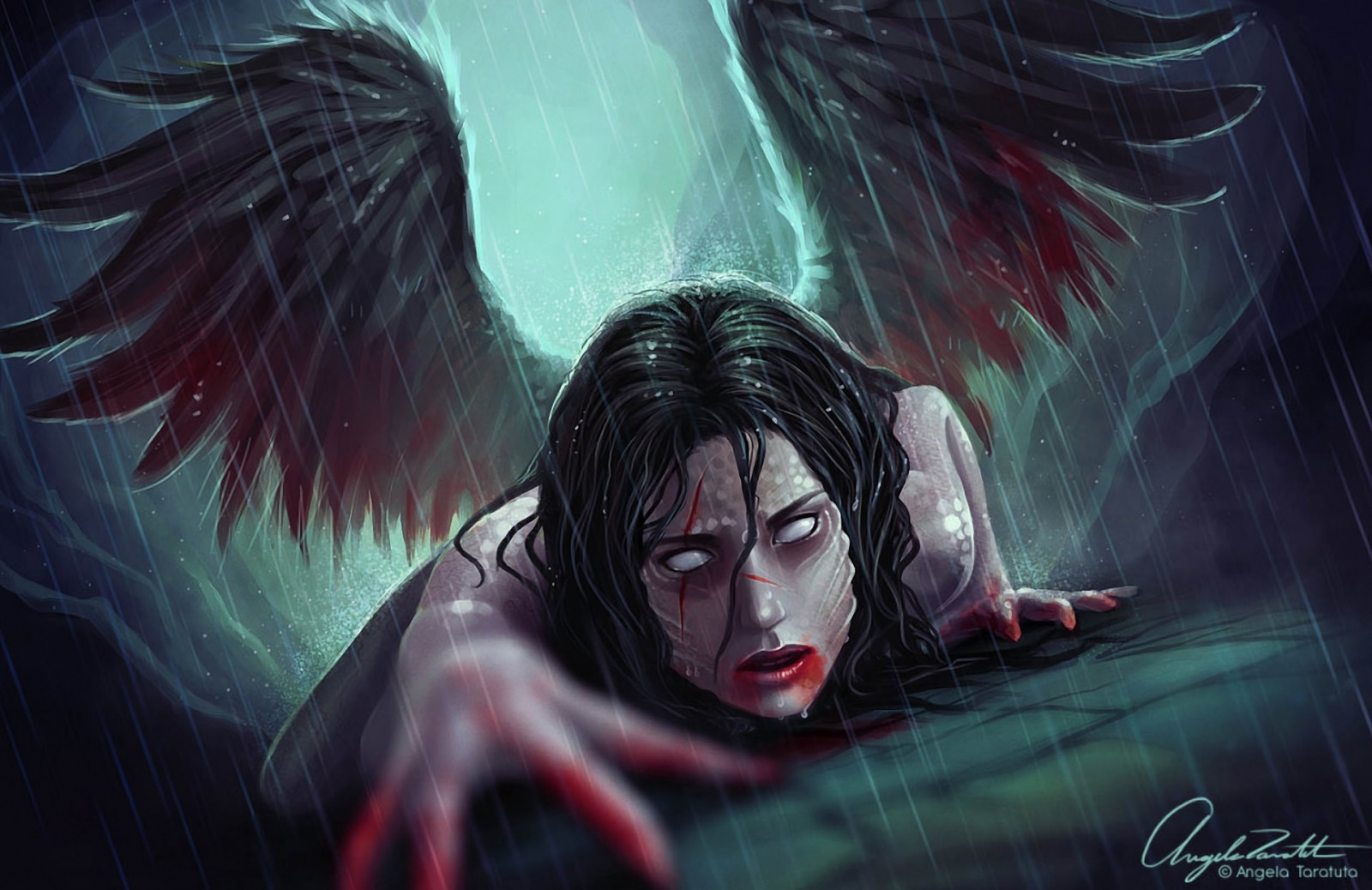 ilustrace, anime, křídla, anděl, půlnoc, tma, Snímek obrazovky, počítač tapeta, fiktivní postava, komiks