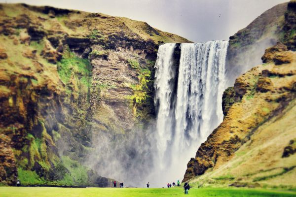 Skogafoss,waterfall,Iceland,people,landscape