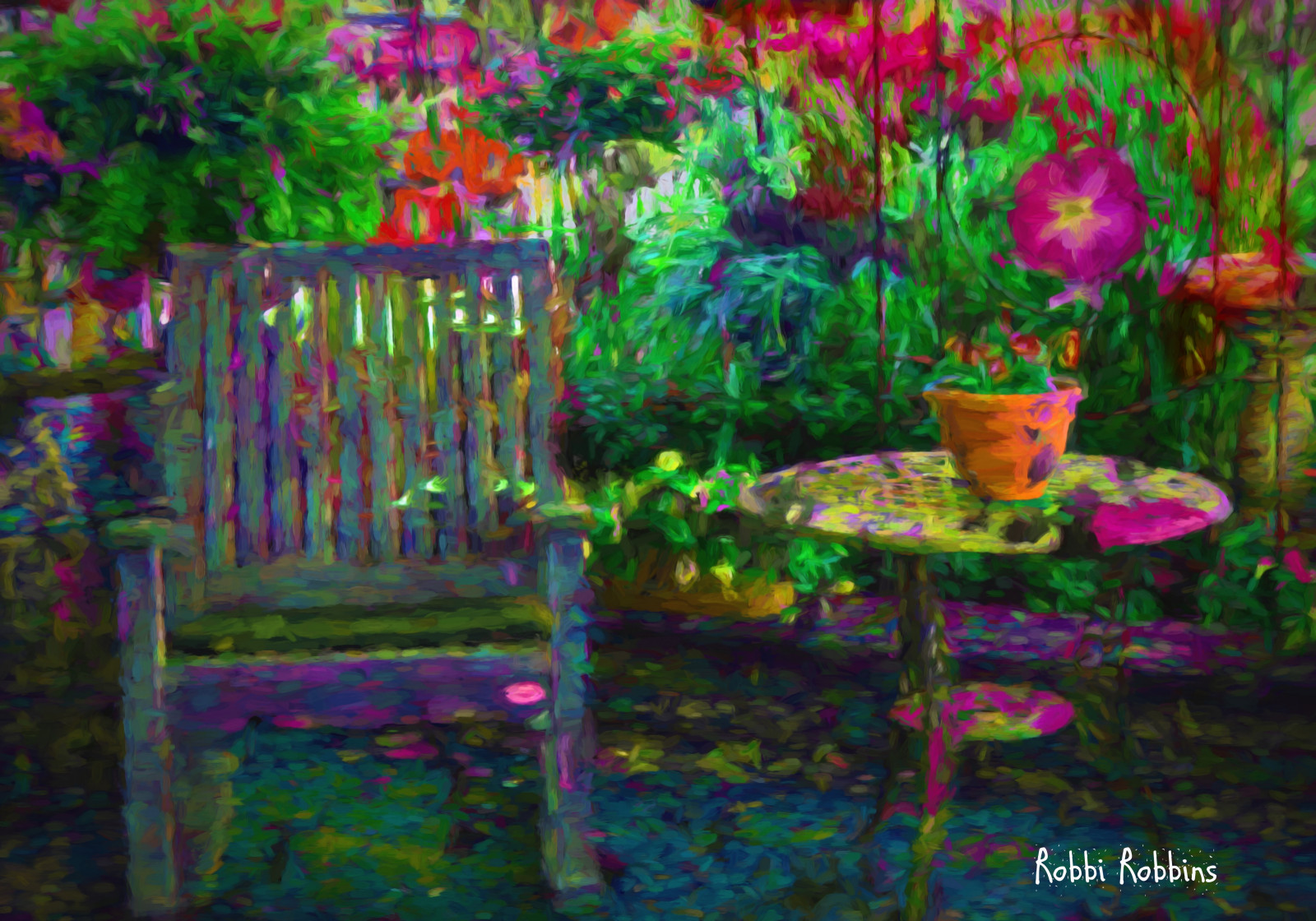 Hintergrundbilder bunt, Malerei, Blumen, Garten, Natur