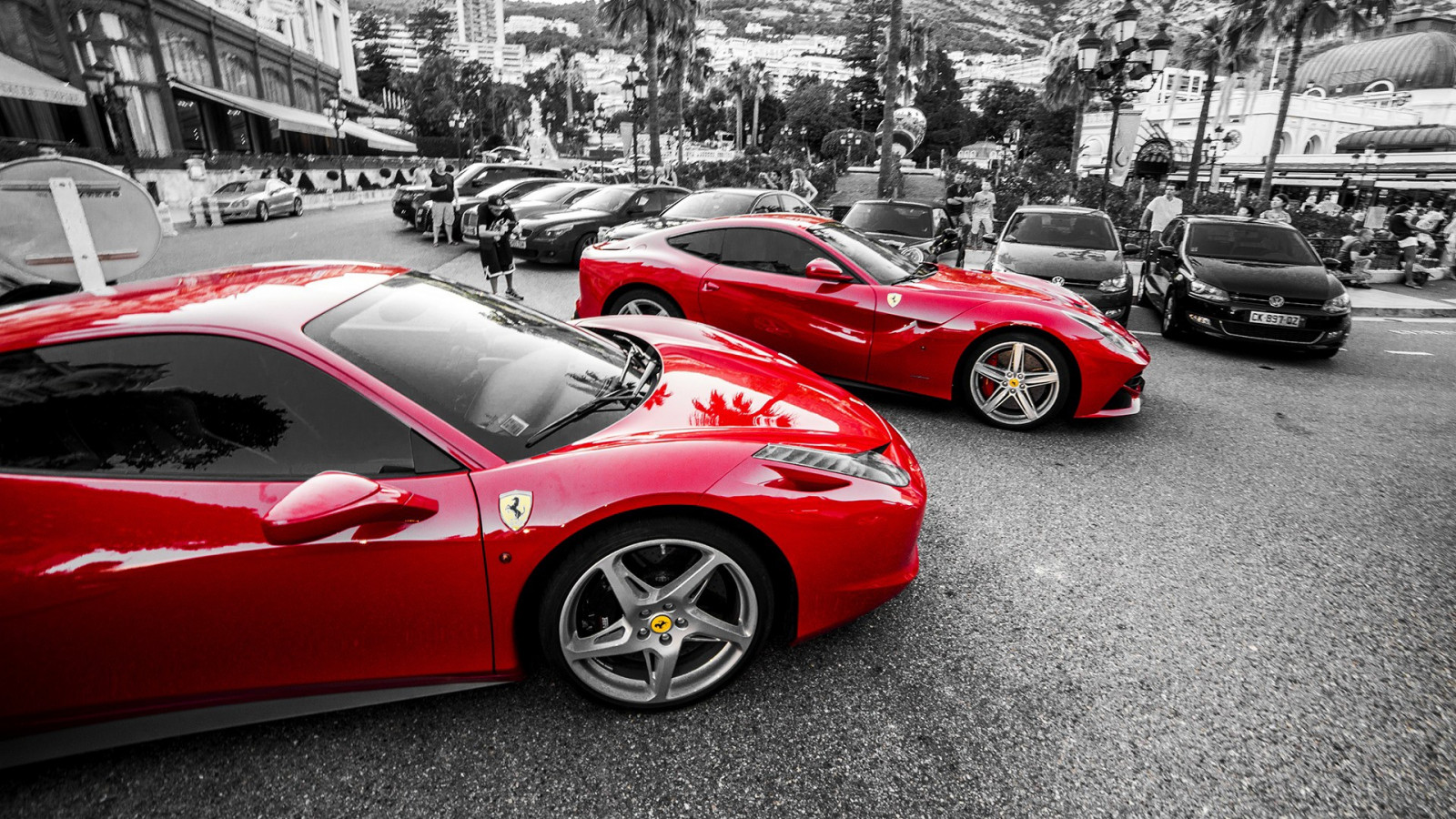 Wallpaper selective coloring, red cars, sports car