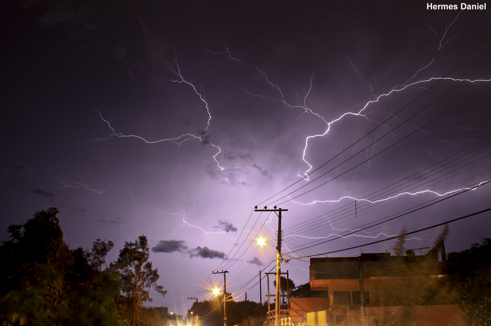 Wallpaper landscape, night, nature, sky, lightning, storm, evening