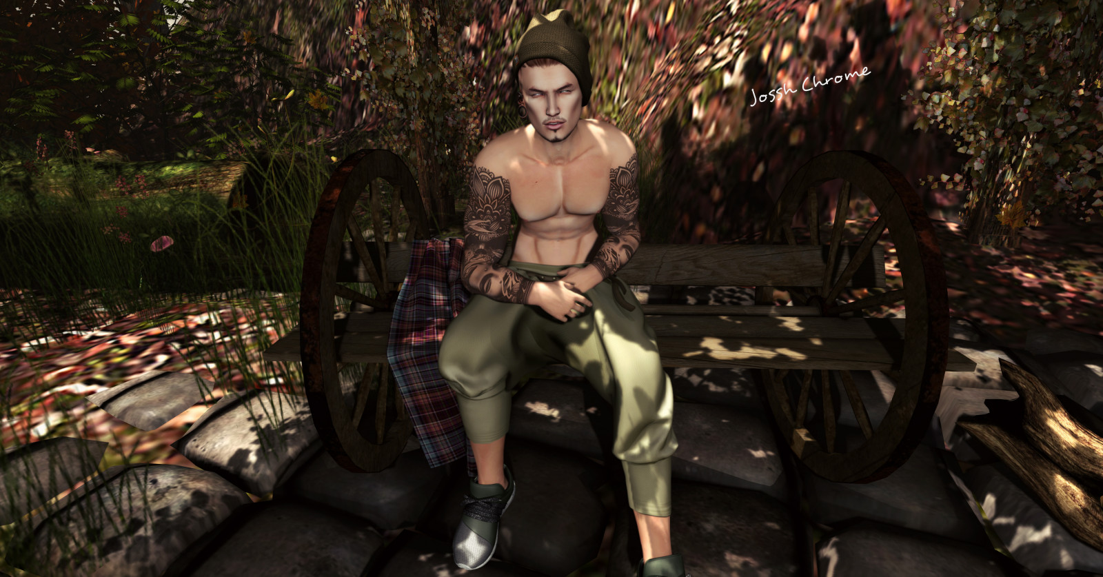 čepice, tetování, kalhoty, obuv, tenisky, džungle, hlava, událost, strom, chlapec, nahý, muž, dekorace, sexy, maminka, tělo, druhý život, catwa, mužský, parker, Snímek obrazovky, brnění, Speakeasy, modul, podpis, landspace, pozlatit, dobrodruh, menonlydistrict, josshchrome, cg artwork