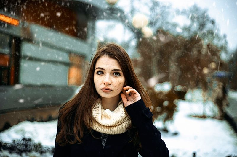donne all'aperto, donne, modello, ritratto, la neve, inverno donne all'aperto, donne, modello, ritratto, la neve, inverno