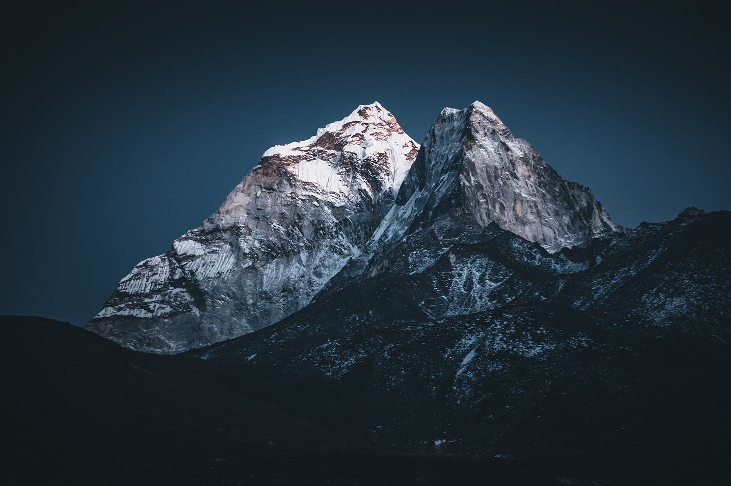 mountains, snow, clear sky, mist