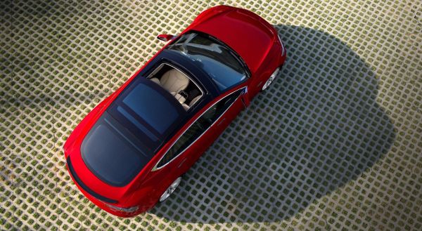 car,red,Tesla,Model S,top view,technology