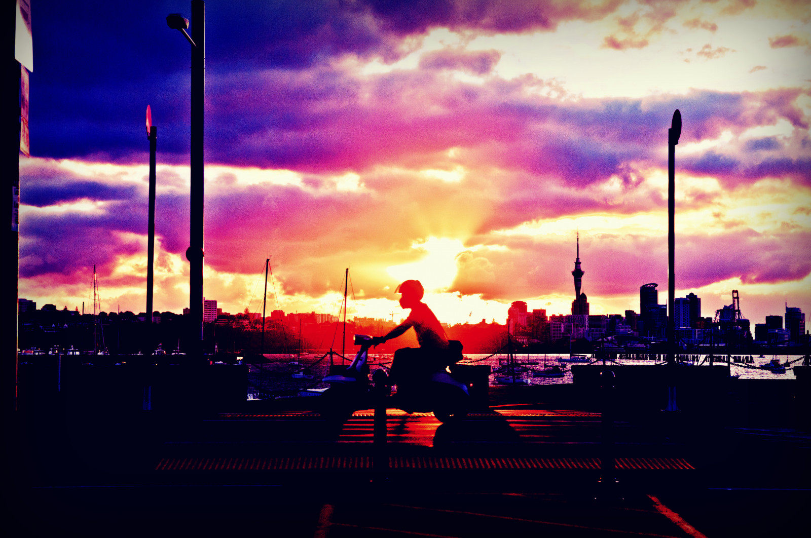 ulice, Nový Zéland, Vespa, pentax, Auckland, motocykl, tamakidrive, aucklandnewzealand, jameswu, aucklandsunset, justpentax, pentaxk7, james458