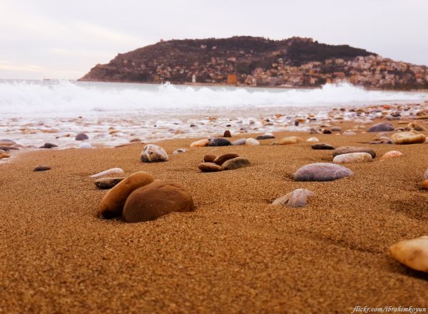 sea, galaxy, water, rock, shore, sand