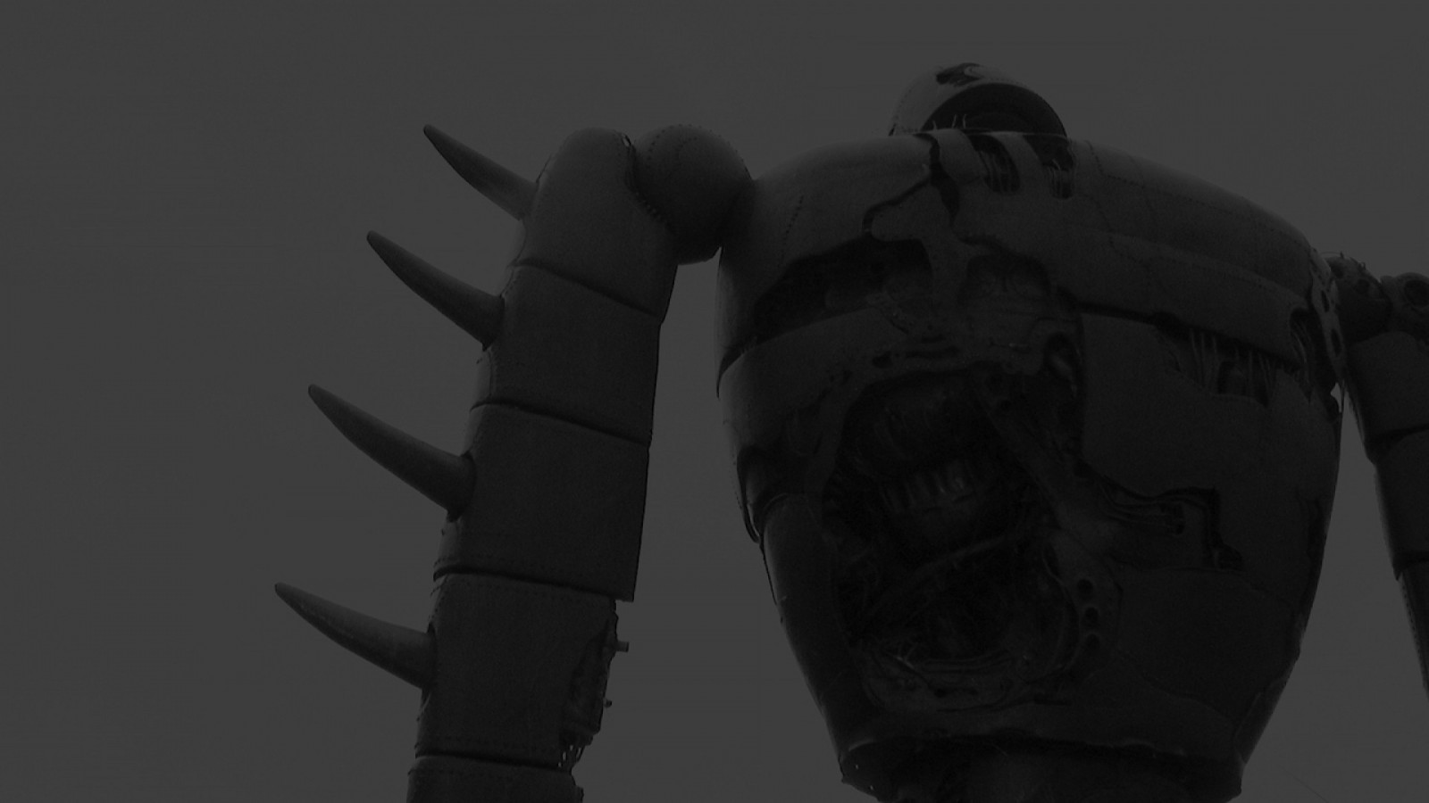 Černá, černobílý, robot, Studio Ghibli, Zámek v oblacích, ruka, tma, Snímek obrazovky, 1920x1080 px, Černý a bílý, monochromatické fotografování