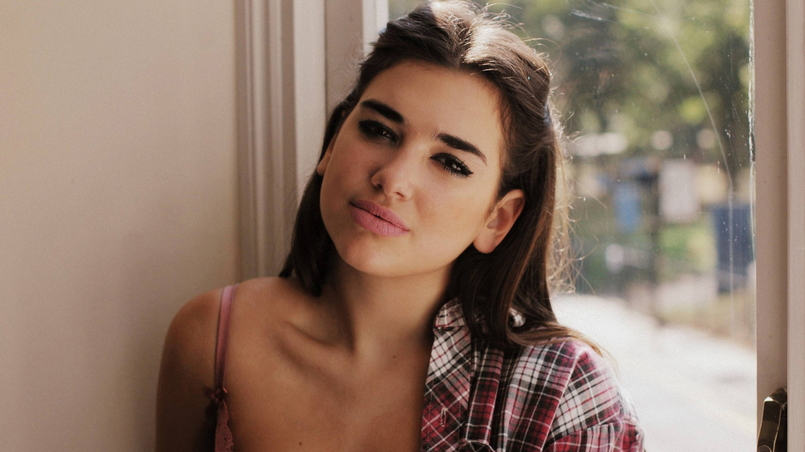 tvář, ženy, model, portrét, okno, dlouhé vlasy, fotografování, osobnost, zpěvák, Dua Lipa, móda, vlasy, Osoba, kůže, hlava, dívka, krása, oko, fotografie, účes, portrétní fotografie, focení, hnědé vlasy, Lidské tělo, orgán