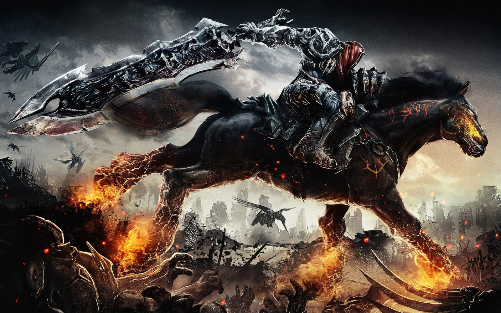 Darksiders guerra, mitologia, Darksiders 2, immagine dello schermo, 1920x1200 px, sfondo del computer, personaggio fittizio, gioco pc, fenomeno geologico