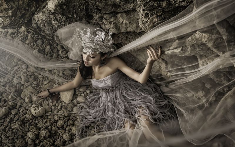 Kvinder, model, Fantasy pige, kjole, asiatisk, fotografering