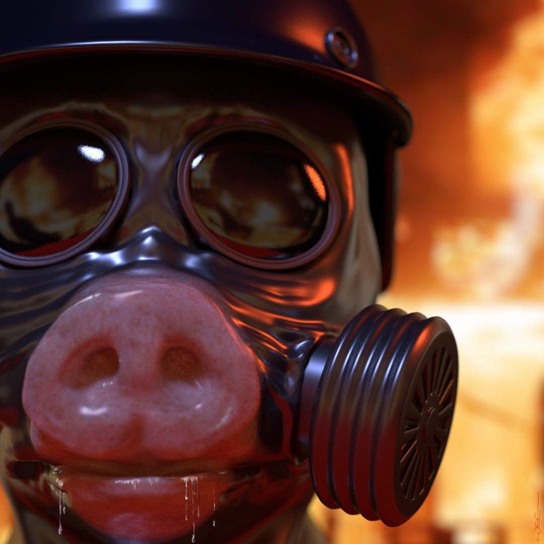 Wallpaper digital art, pigs, clothing, headgear, costume, gas mask