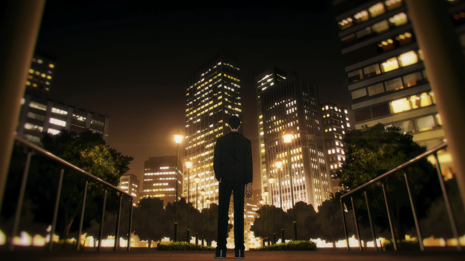 Wallpaper : light bulb, building, anime boys, Aki Chainsaw Man, night ...