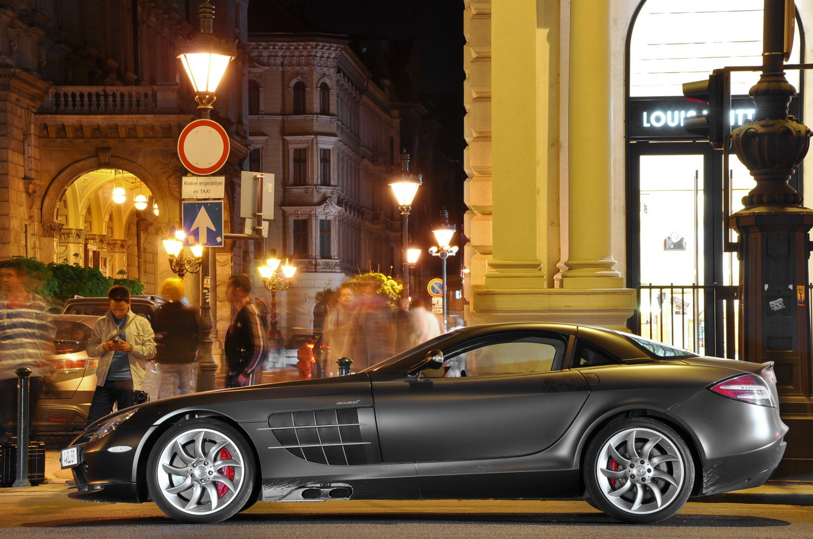 Wallpaper auto, black, slr, car, night, matt, mercedes, Nikon