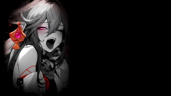 Genshin Impact,simple background,dark background,Yae Miko Genshin Impact,dark
