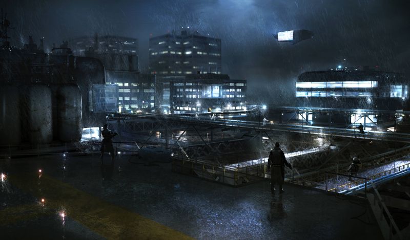 เมือง, cityscape, กลางคืน, cyberpunk, การสะท้อน, นิยาย เมือง, cityscape, กลางคืน, cyberpunk, การสะท้อน, นิยาย