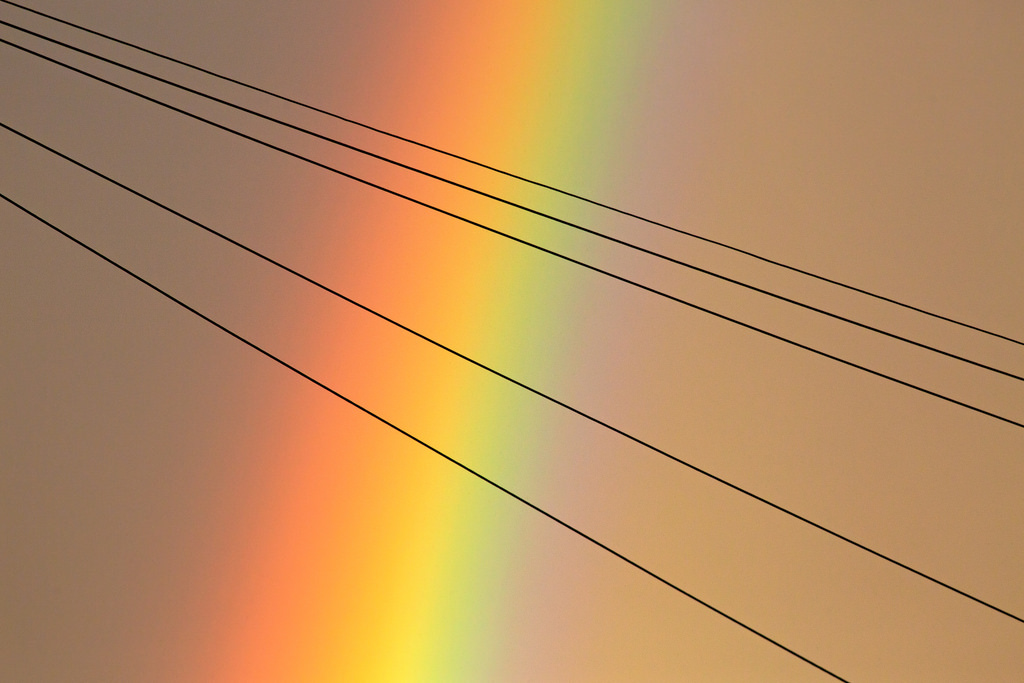 abstrato, Linhas, tarde, arco Iris, poder, chuvoso