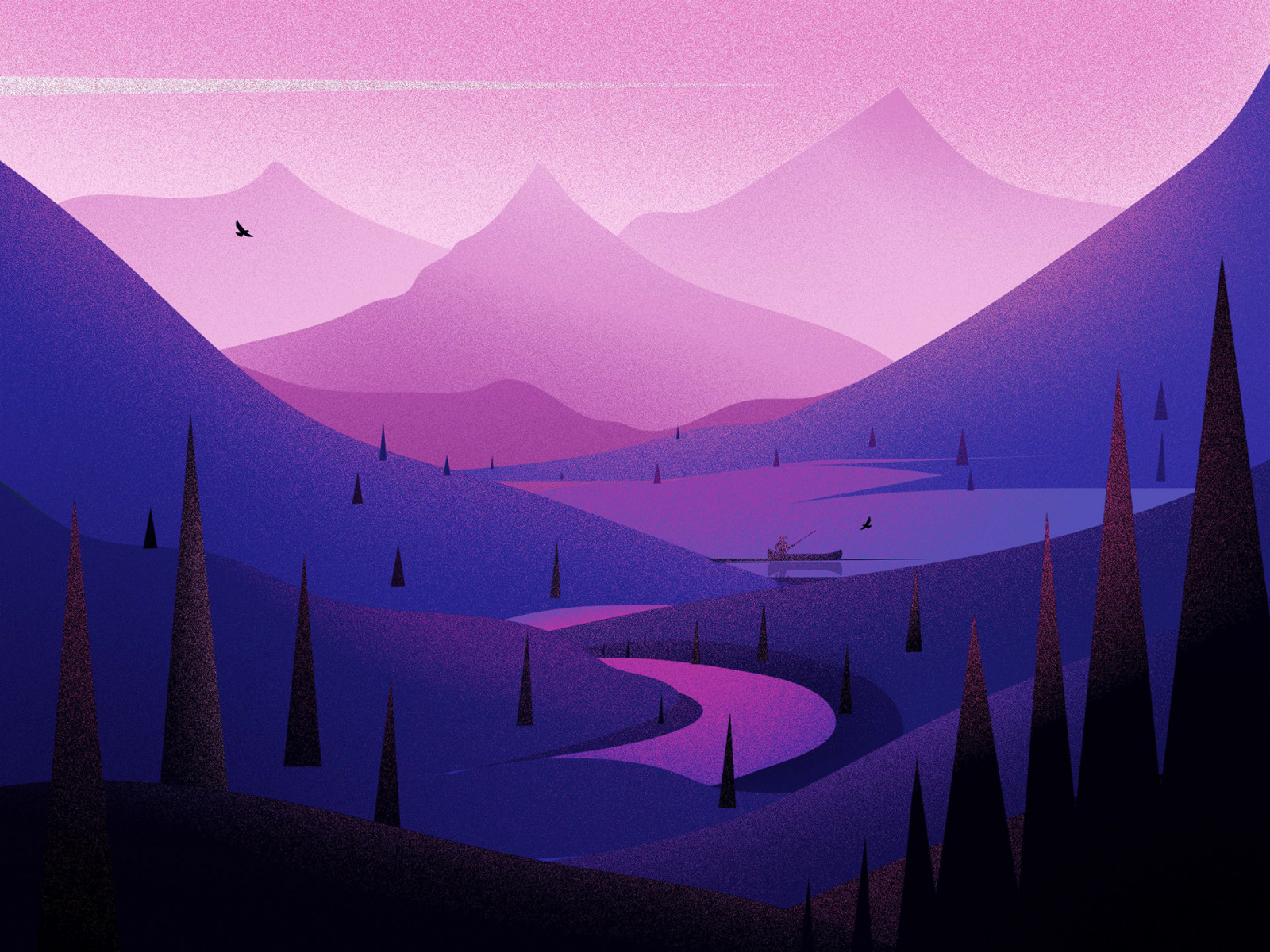 Wallpaper nature, illustration, texture, mountains, landscape, trees
