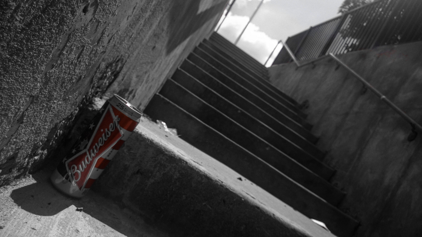 Červené, Černý a bílý, pivo, schody, beton, stíny, úhel, kroky, zábradlí, nakloněná, windowsphone8, lumia920