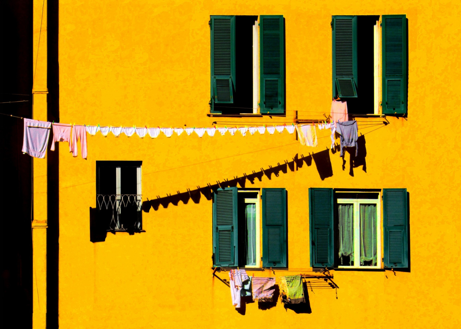 skygge, Sol, facade, farver, undertøj, linned, ombra, Genova, glide, sål, colori, underbukser, facciata, 2011, biancheria