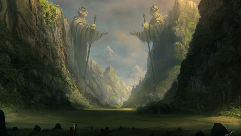slunečnímu záření, krajina, les, fantasy umění, Příroda, odraz slunečnímu záření, krajina, les, fantasy umění, Příroda, odraz
