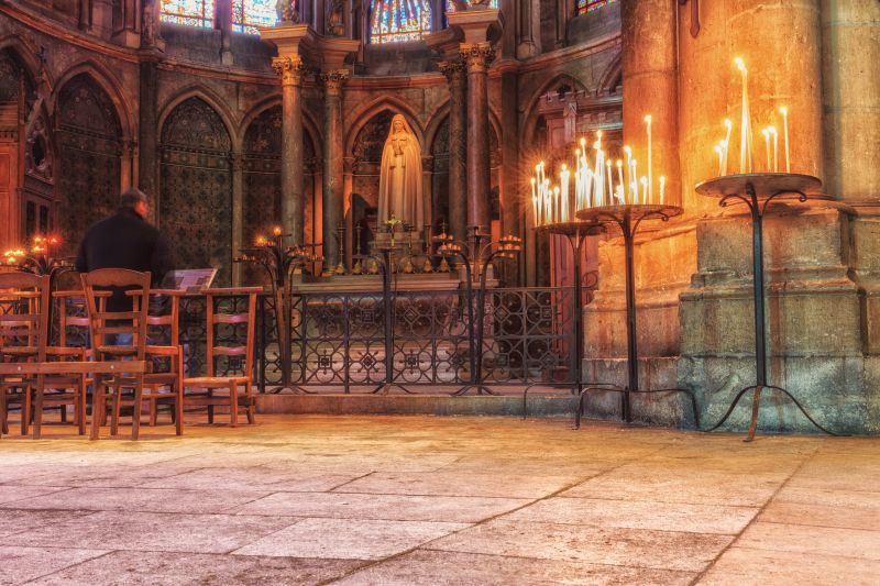 budova, katedrála, noc, kostel, místo uctívání, fasáda