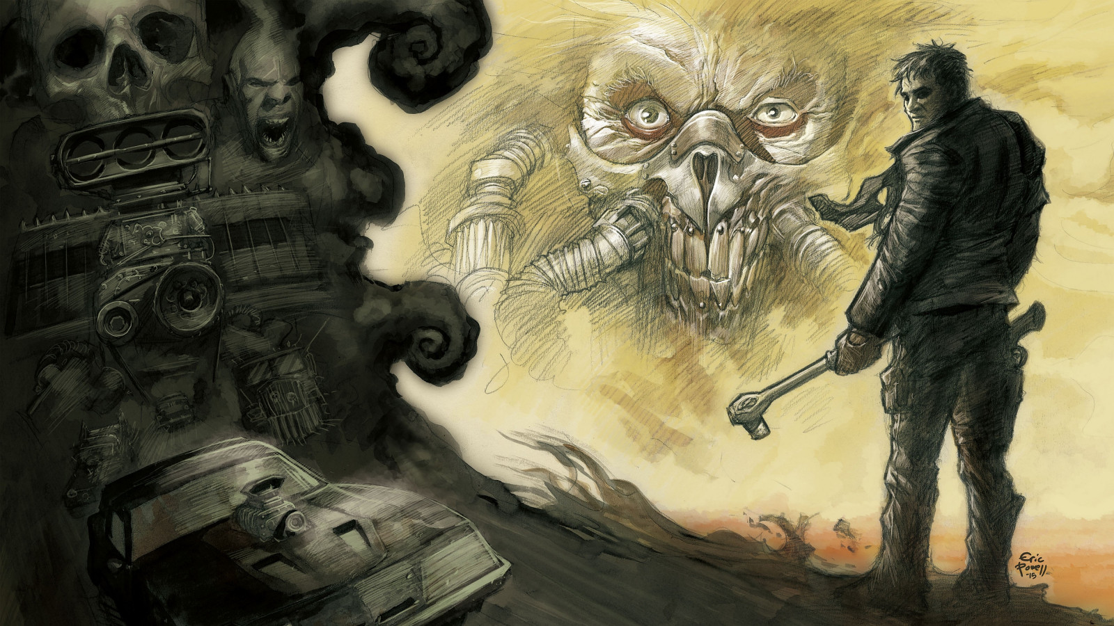Wallpaper drawing, illustration, fan art, mythology, Mad Max Fury