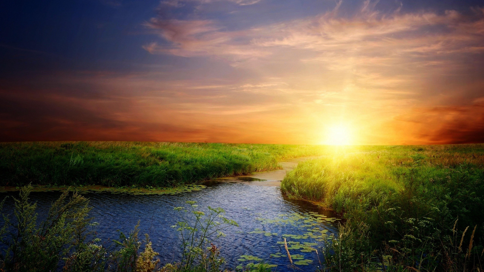 Wallpaper : sunlight, landscape, sunset, lake, nature, reflection ...