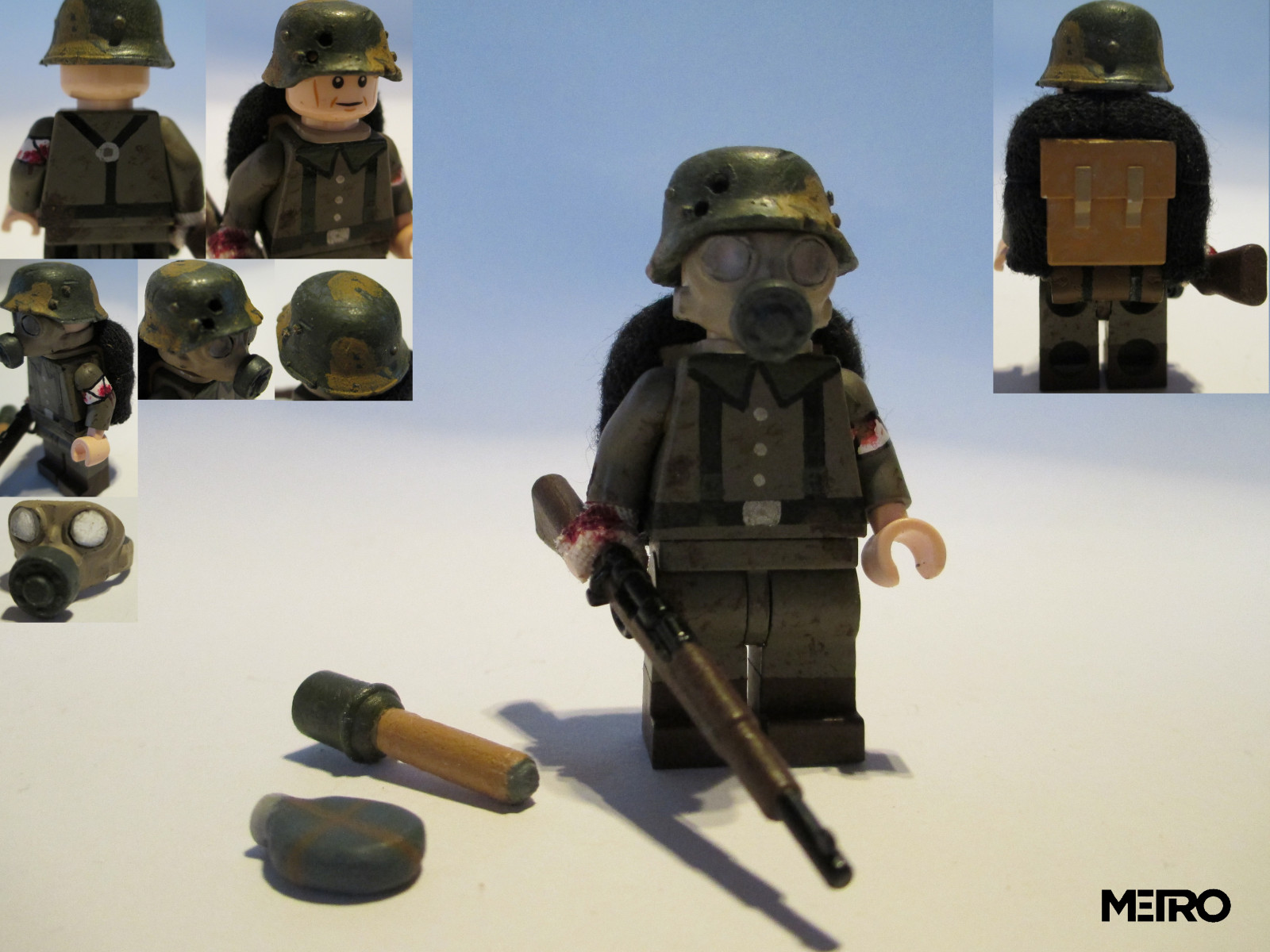 soldat, LEGO, WWI, tysk, rygsæk, gasmaske, WW1, Weltkrieg, Revell, BrickArms, bricksteel, infantrist