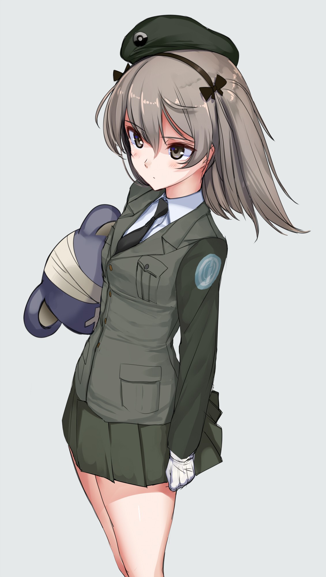 illustrazione, anime, anime girls, cartone animato, capelli neri, Girls und Panzer, uniforme, Shimada Arisu, schizzo, mangaka