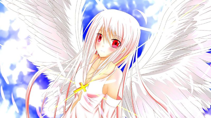 ilustrace, dlouhé vlasy, anime, anime dívky, při pohledu na diváka, křídla ilustrace, dlouhé vlasy, anime, anime dívky, při pohledu na diváka, křídla