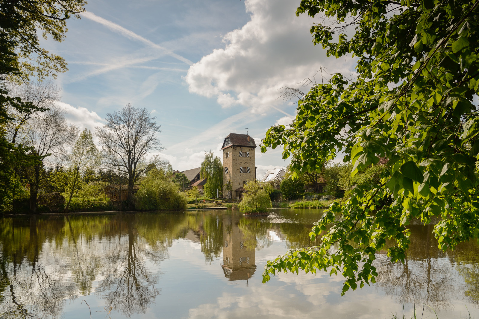 deutschland, th Ringen, Braunsdorf, Wasserburg, Teich, b UME, mraky, venkovní