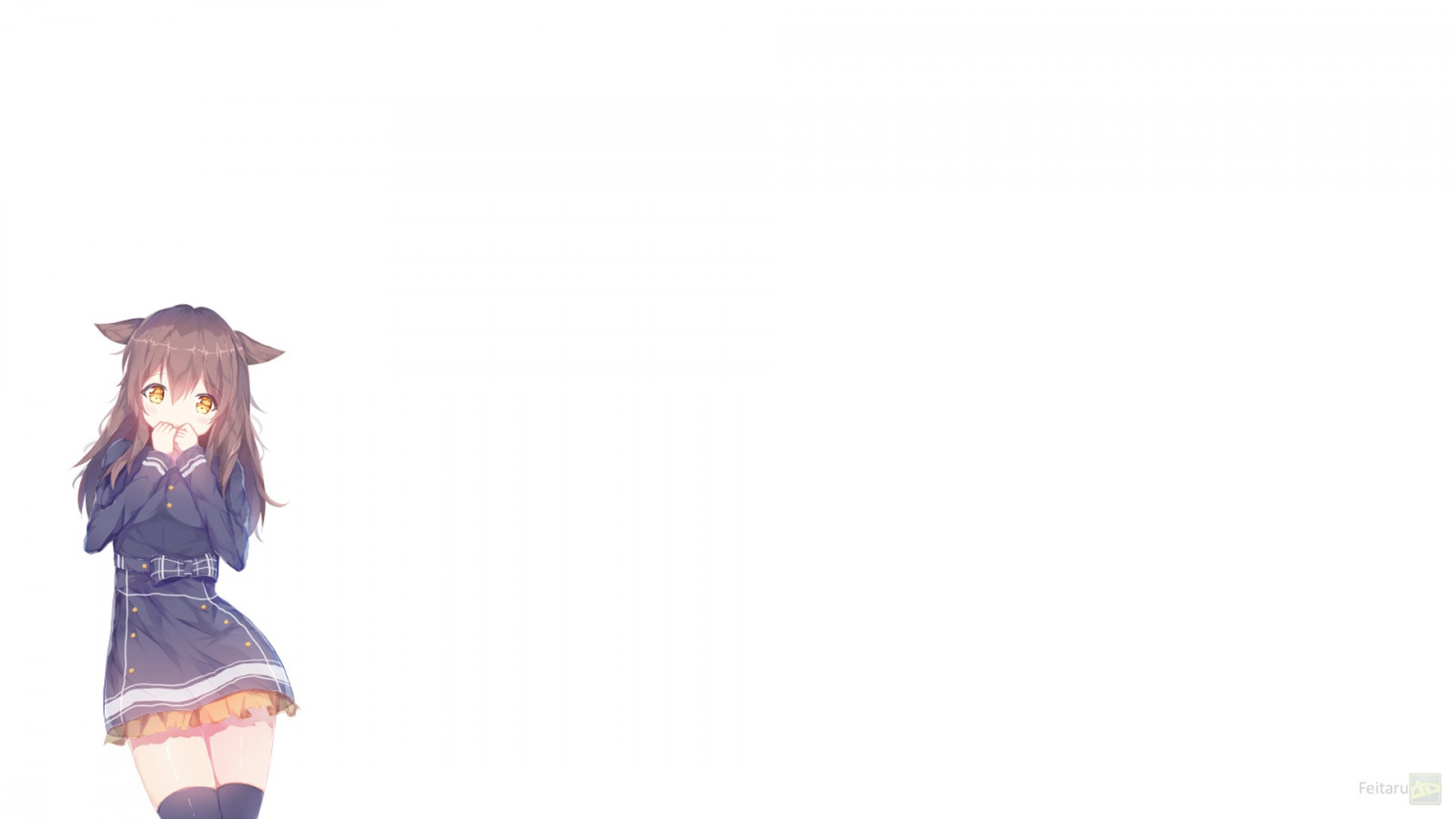 nekomimi, anime, žluté oči, modré šaty, bruneta, Původní znaky, ruka, kostým, figurka, produkt