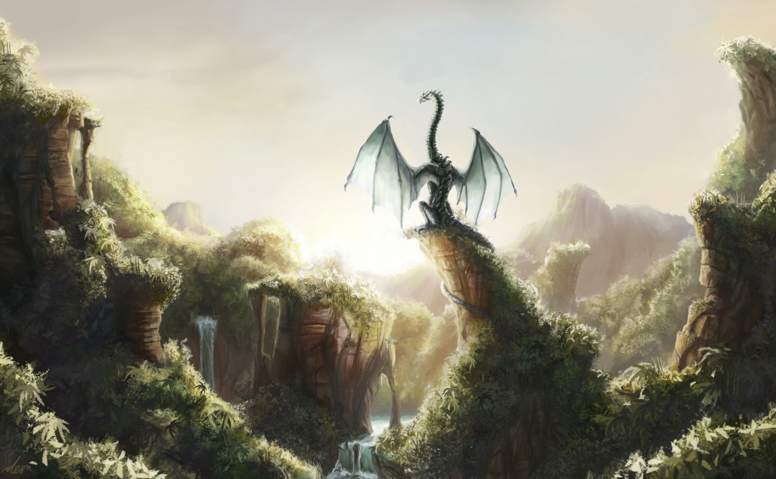 Fantasiekunst, Drachen, Dschungel, Mythologie, Terrain, Bildschirmfoto, Computer-Tapete, Ökosystem