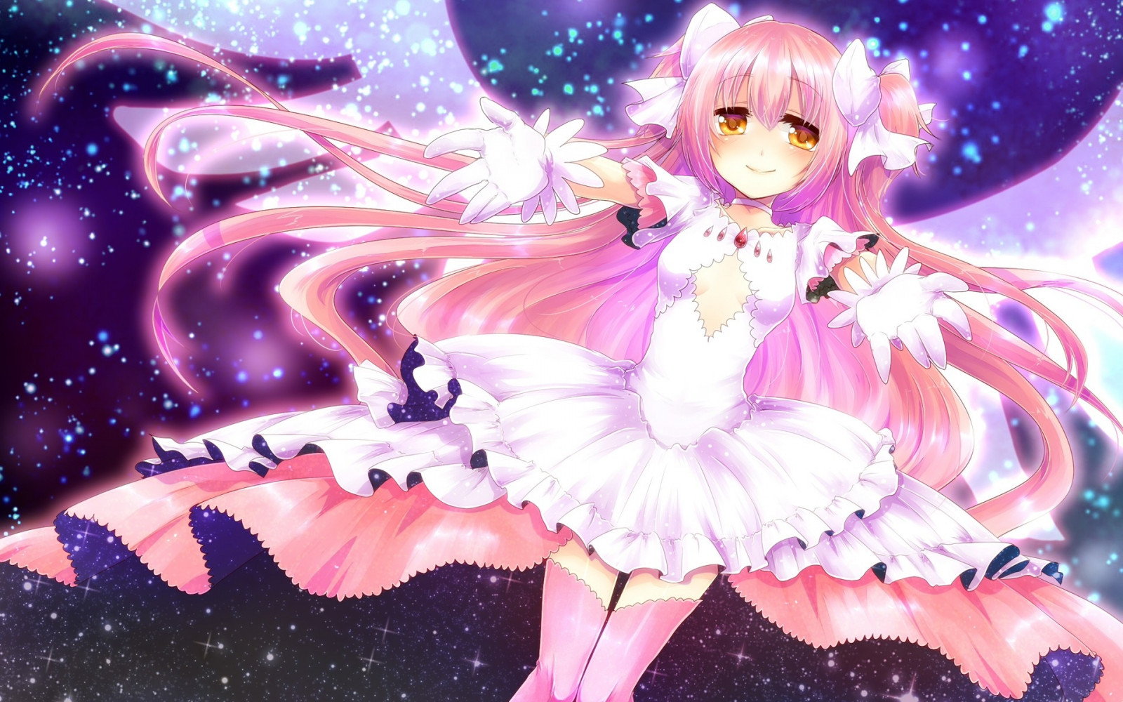 Wallpaper girl, smile, sweet, hand, space 1920x1200 wallpaperUp