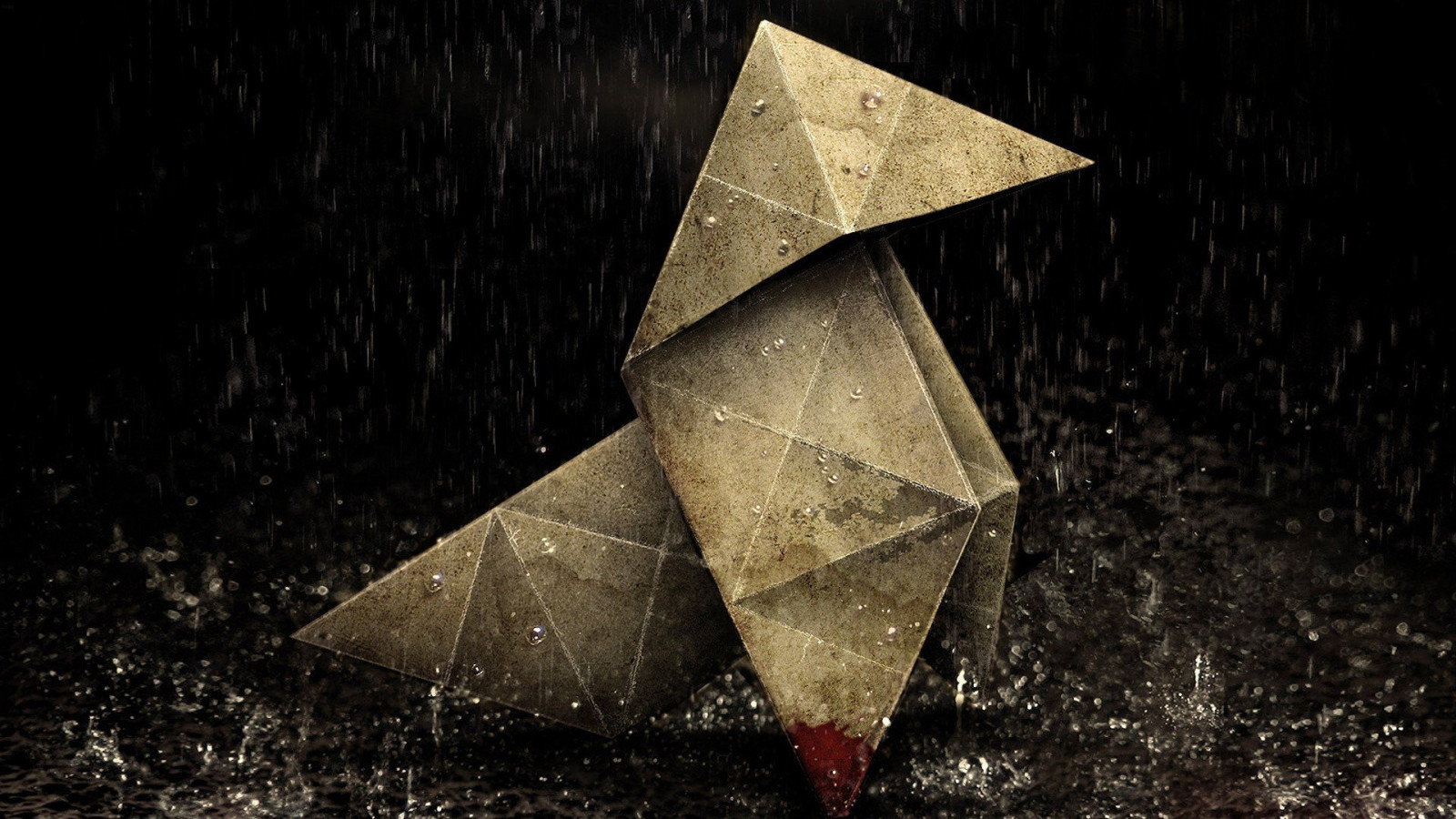 1920x1080 px, krev, hustý déšť, origami, déšť