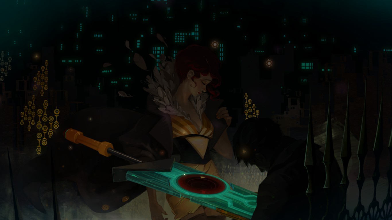 sort, sejlskib, rødhåret, by, bybilledet, nat, rød, skygge, motorcykel, sanger, gul, bro, sværd, gul kjole, Rød Transistor, Transistor, transistorer, lys, farve, scene, mørke, skærmbillede, performance