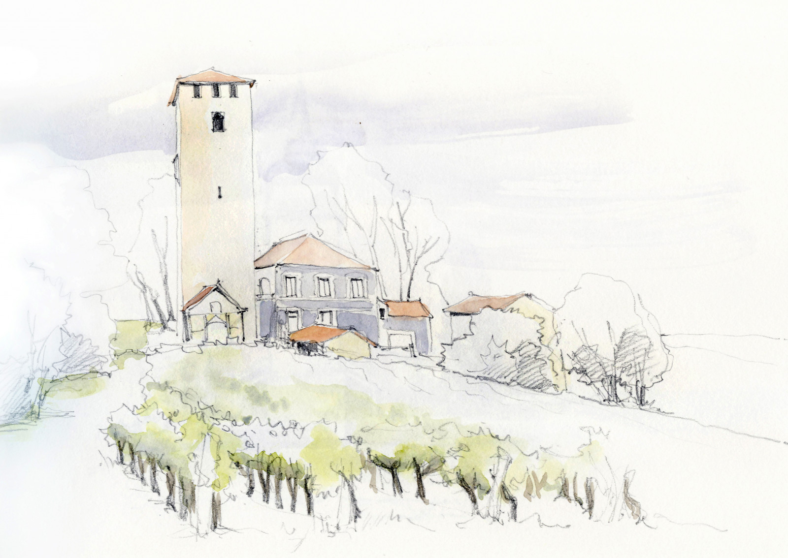 výkres, malování, ilustrace, hrad, Francie, zámek, pastelka, UMĚNÍ, skica, Frankrijk, vodové barvy, akvarel barvy, tužka, Aquarell, visiblytalented, vanysacker, vandenmooter, tekening, schets, potlood, lindavanysackervandenmooter, lindavandenmooter, dessin, Croquis, akvarel, Aquarel, Akvarell, Acuarela, acquerello, Gers, kasteel, Lamothe