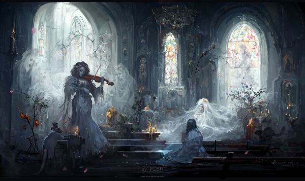 artwork,digital art,fantasy art,women,ghost,music