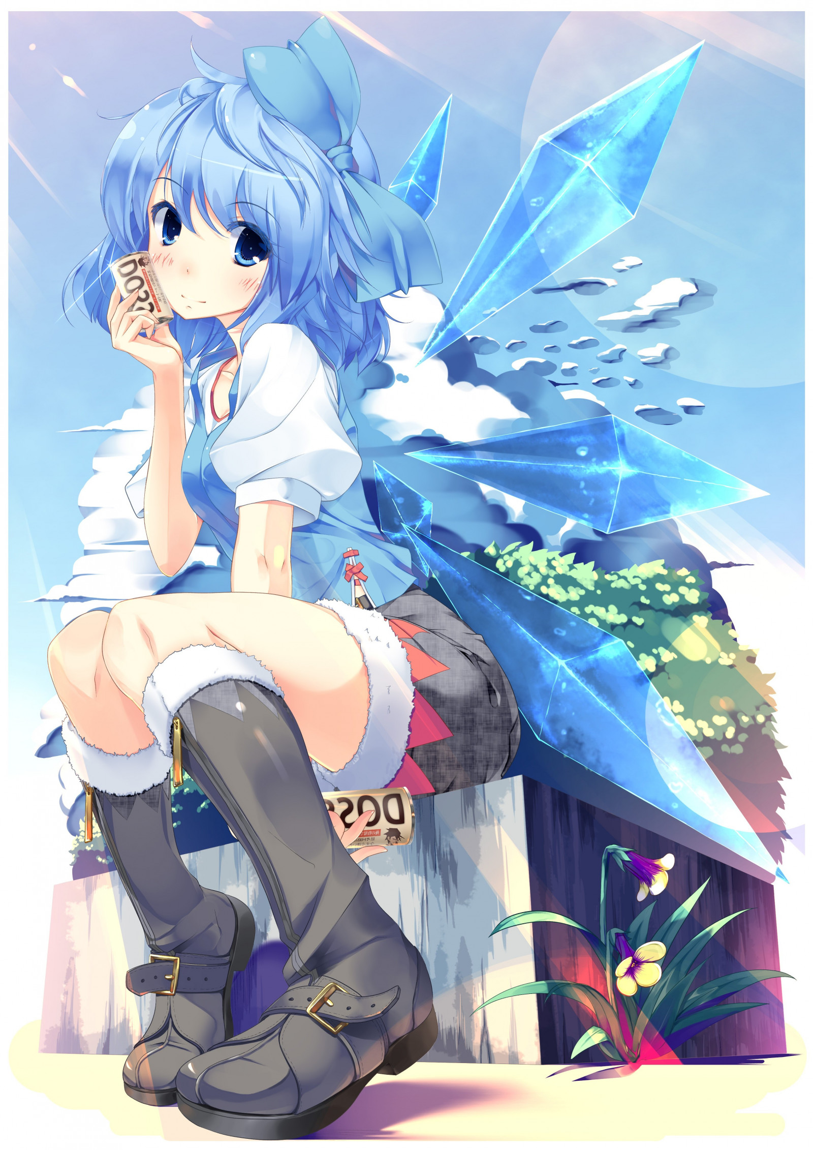 ilustrace, anime, anime dívky, Touhou, kreslená pohádka, komiks, Cirno, mangaka, 3340x4723 px