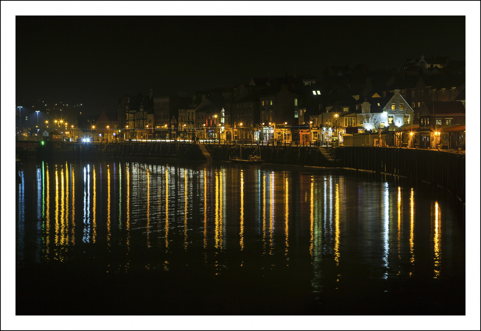 paesaggio urbano, notte, acqua, riflessione, orizzonte, Inghilterra, Canone, Yorkshire, riflessi, colori, canonef24105mm, whitby
