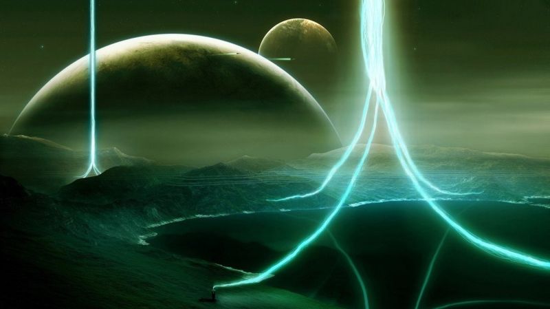 planeta, prostor, space art, slunečnímu záření, digitální umění, zelená planeta, prostor, space art, slunečnímu záření, digitální umění, zelená