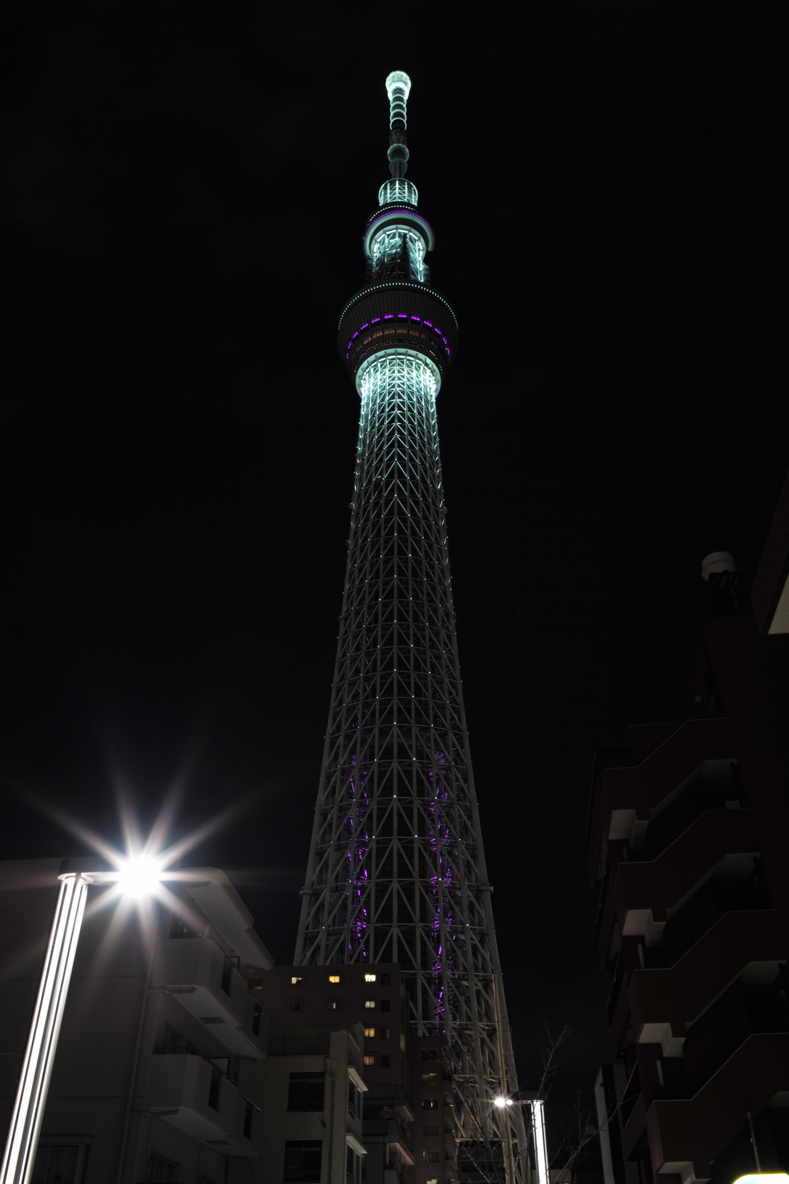 noc, symetrie, mrakodrap, věž, Leica, metropole, Tokio, M, Skytree, světlo, osvětlení, tma, mezník, Tokyo Sky Tree, typ240, ELMARIT, fuyumiyabi, elmarit12828, 44ko44or44oe44oq44o8coodia