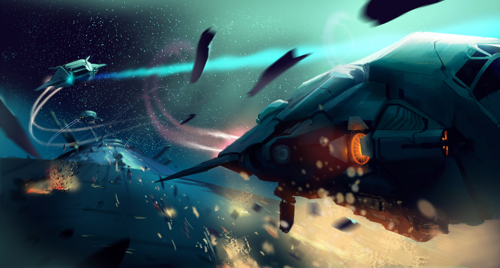 ilustracja, przestrzeń, pojazd, lotnictwo, zrzut ekranu, Mecha, Tapeta komputerowa, Atmosfera ziemi, efekty specjalne, przestrzeń kosmiczna