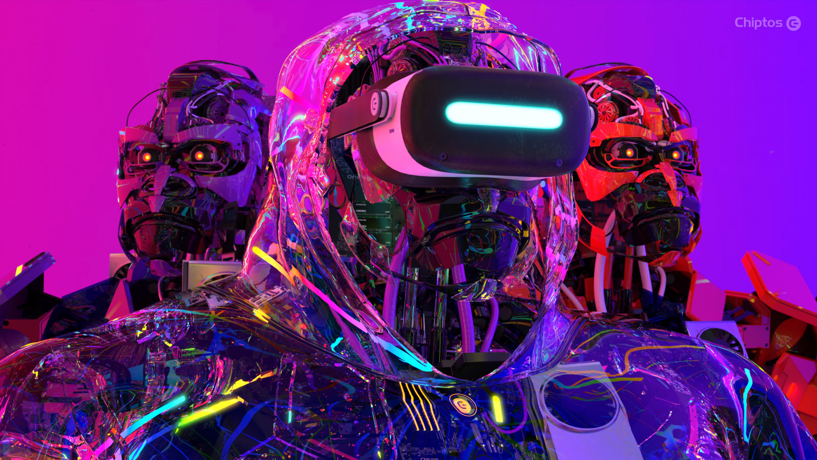 Wallpaper robot, Mech Animals, computer parts, nft, CGI, technology