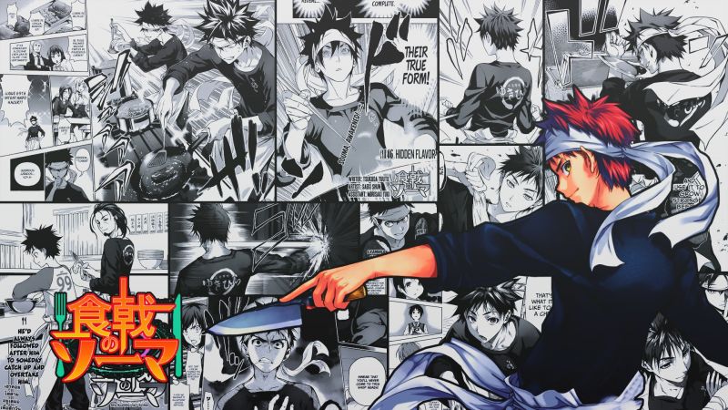 drawing, illustration, anime, collage, manga, Shokugeki no Souma drawing, illustration, anime, collage, manga, Shokugeki no Souma