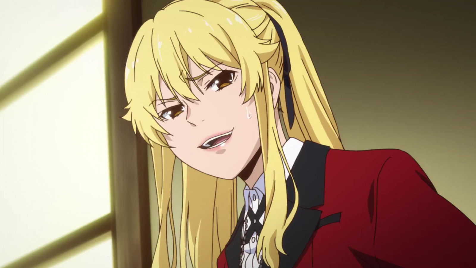 anime, Anime piger, Anime screenshot, Kakegurui, Saotome Meari, twintails, blond, solo, kunstværk, Digital kunst